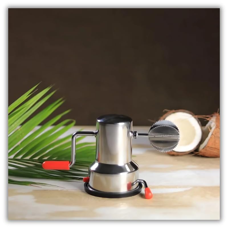 NETRA NETRA Latest Stainless Steel Coconut Scraper with Vacuum Base Coconut Grater Machine Coconut Crusher Manual Hand Roller Coconut Chopper for Kitchen Coconut Scrapper Tool Silver  - Image 5
