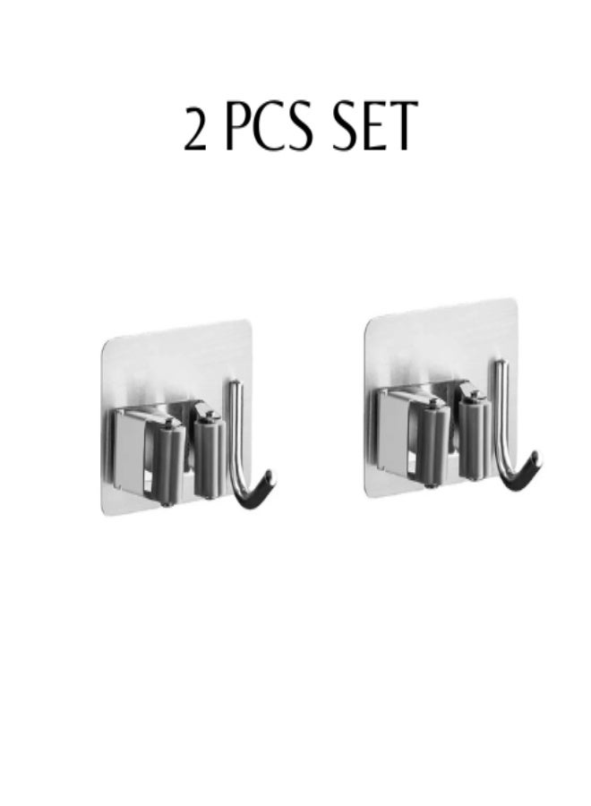 2pcs Steel  Mop Holder with hook , No Drilling Wall Home Garage Garden Laundry Room, kitchen organizer Tools - Image 2