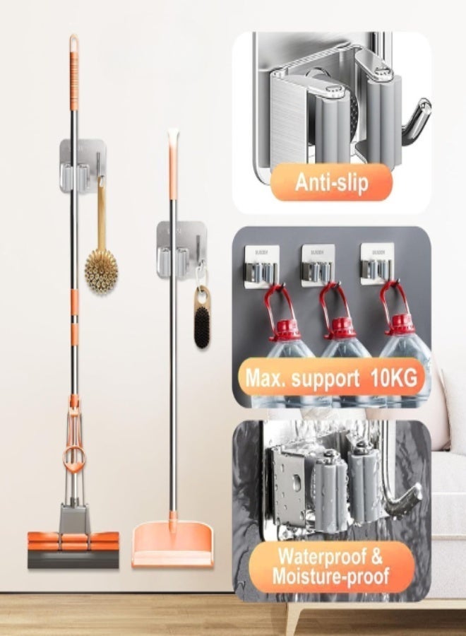 2pcs Steel  Mop Holder with hook , No Drilling Wall Home Garage Garden Laundry Room, kitchen organizer Tools - Image 5