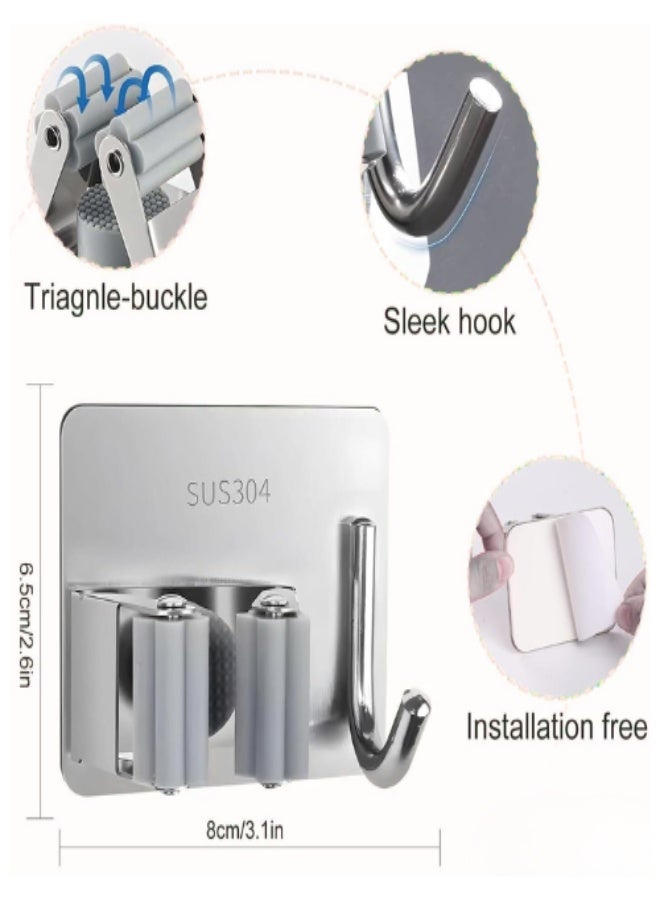 2pcs Steel  Mop Holder with hook , No Drilling Wall Home Garage Garden Laundry Room, kitchen organizer Tools - Image 3