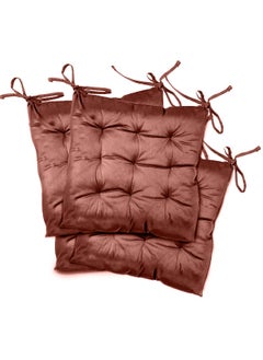 Rest Pack Of 4 Velvet Soft Chair Pad With Seat Ties Suitable For Garden , Kitchen And Office Chairs Indoor And Outdoor Mauve 40X40Cm  - Image 1