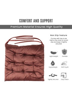 Rest Pack Of 4 Velvet Soft Chair Pad With Seat Ties Suitable For Garden , Kitchen And Office Chairs Indoor And Outdoor Mauve 40X40Cm  - Image 4