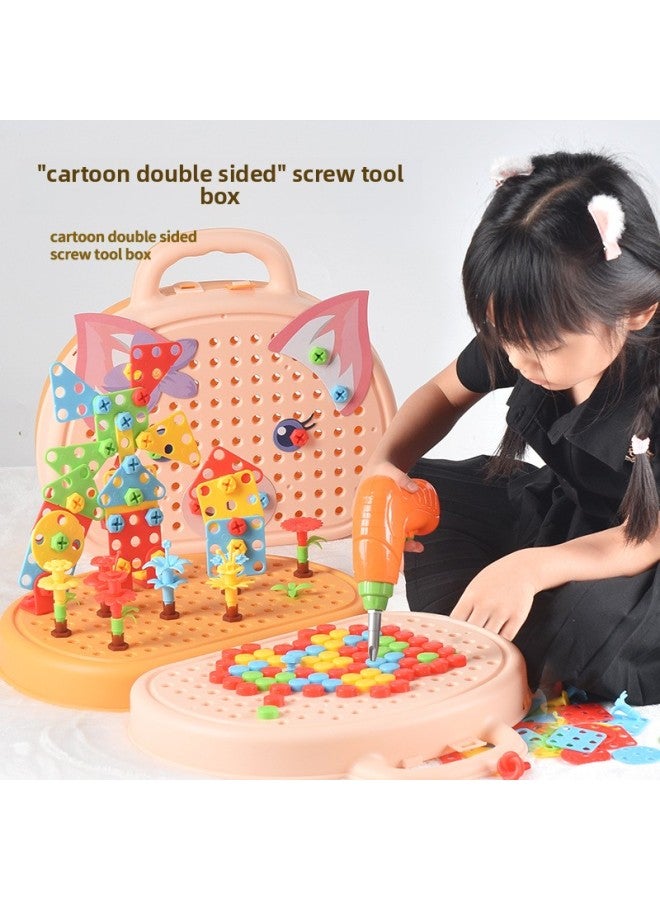 Children's Twist Screw Assembly Toy Baby Hand Drill Multi-functional Assembly Girl Boy Puzzle Hands-on Gift-Color:【Double Color Box】 Electric 455PCS + Ordinary Battery - Image 2