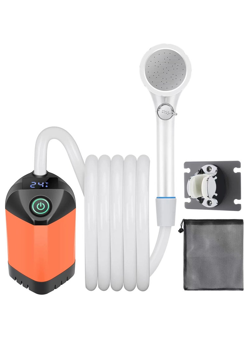 SYOSI Portable Shower for Camping, Outdoor Camp Shower Pump, Smart LED Temperature Digital Display, 4800mah Battery, Electric Rechargeable Portable Hot Shower for Camping, Hiking, Traveling - Image 1
