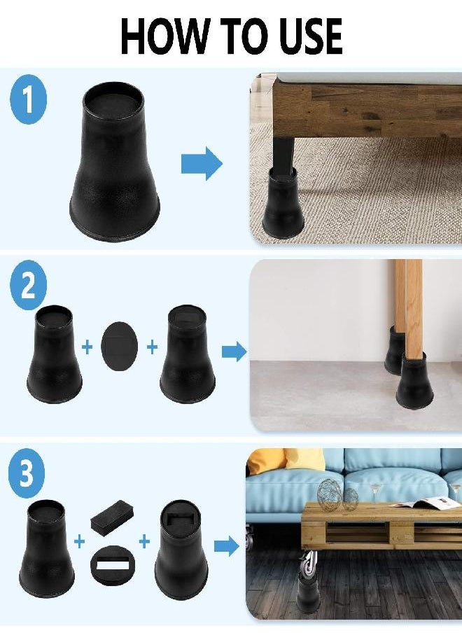 BTSD-home BTSD-home Bed Risers 6 Inch Heavy Duty Adjustable Table Risers Suitable for Sofas, Couches, TV Stands and Chairs (4 Pack, Round)  - Image 2