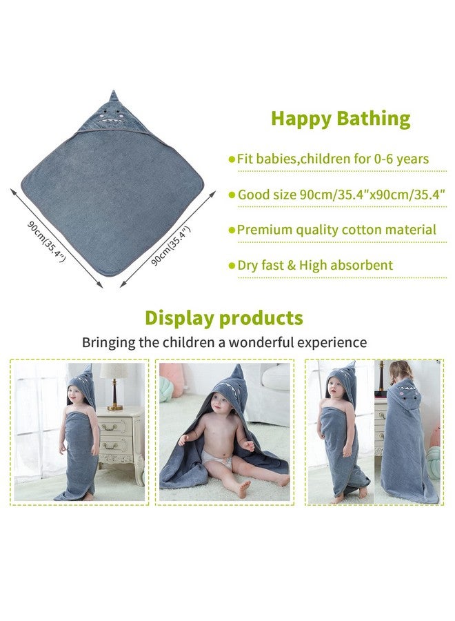 MICHLEY Unisex Baby Animal Hooded Bath Towel Soft Cotton Beach Swimming Bathrobe for 0-6T, Grey - Image 4