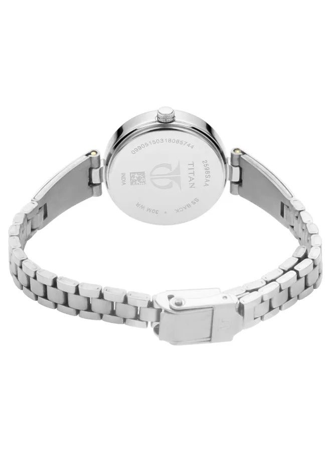 TITAN ساعة يد معدنية مستديرة أنالوج للسيدات - 2598SM03 - 32 مم - Image 5