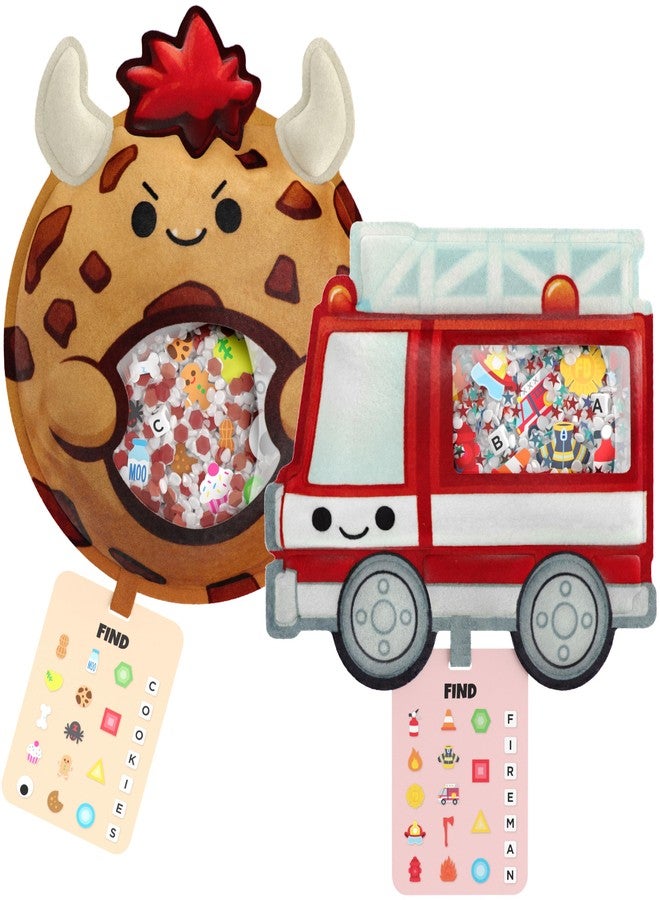 Vango BIZYBOO - The Original Seek & Find Plush - Hidden Object Search Problem Solving Educational Matching Game for Kids 2 and Up - 2 Pack (Crumbs & Blaze) - Image 1