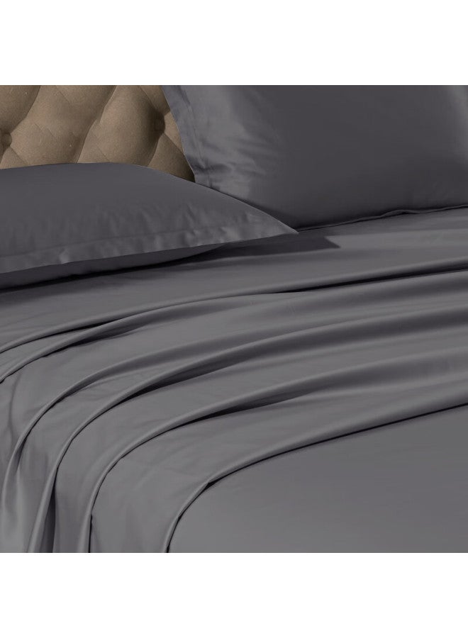 La Torretta Single Bed Sheet, 100-count Antibacterial Long-staple Cotton, Solid Color Sateen Pure Cotton Bed Sheet, Premium Gray, 245*250cm - Image 4