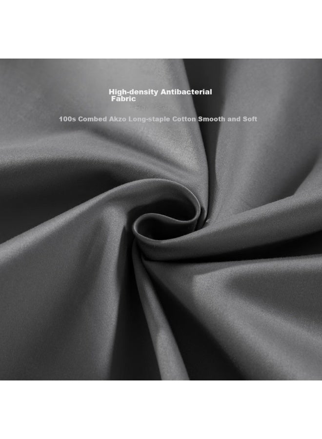 La Torretta Single Bed Sheet, 100-count Antibacterial Long-staple Cotton, Solid Color Sateen Pure Cotton Bed Sheet, Premium Gray, 245*250cm - Image 3