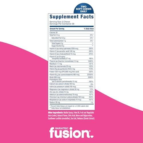 Bariatric Fusion فيتامينات متعددة للمرضى بعد جراحة السمنة | نكهة بطيخ | 60 قطعة | إمداد لمدة شهر واحد - Image 4