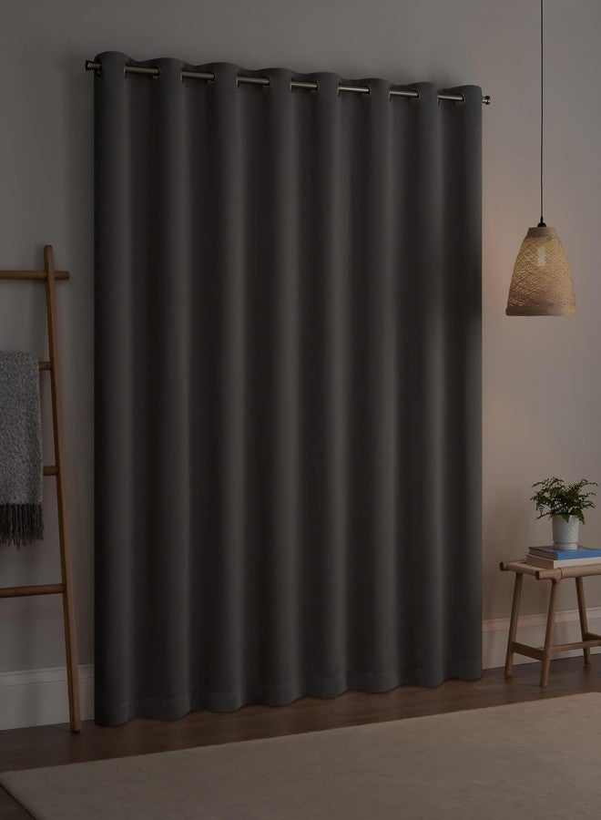 ECLIPSE Darrell Thermaweave Blackout Grommet Extra Wide 84" x 100" Sliding Patio Door Curtain Panel in Grey - Image 5