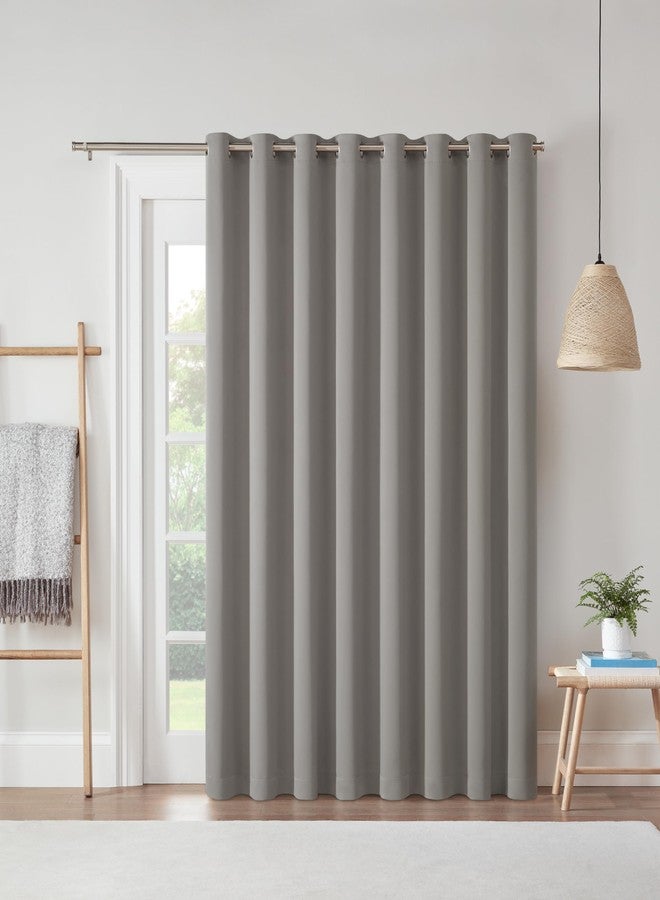 ECLIPSE Darrell Thermaweave Blackout Grommet Extra Wide 84" x 100" Sliding Patio Door Curtain Panel in Grey - Image 1