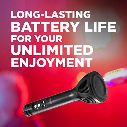 VRJTEC Bluetooth Karaoke Microphone | Wireless 2-in-1 Mic with Speaker, Audio Recording, Long Battery Life, USB Charging, Card Slot & AUX Port | Party Karaoke Mic (Black) - Image 2