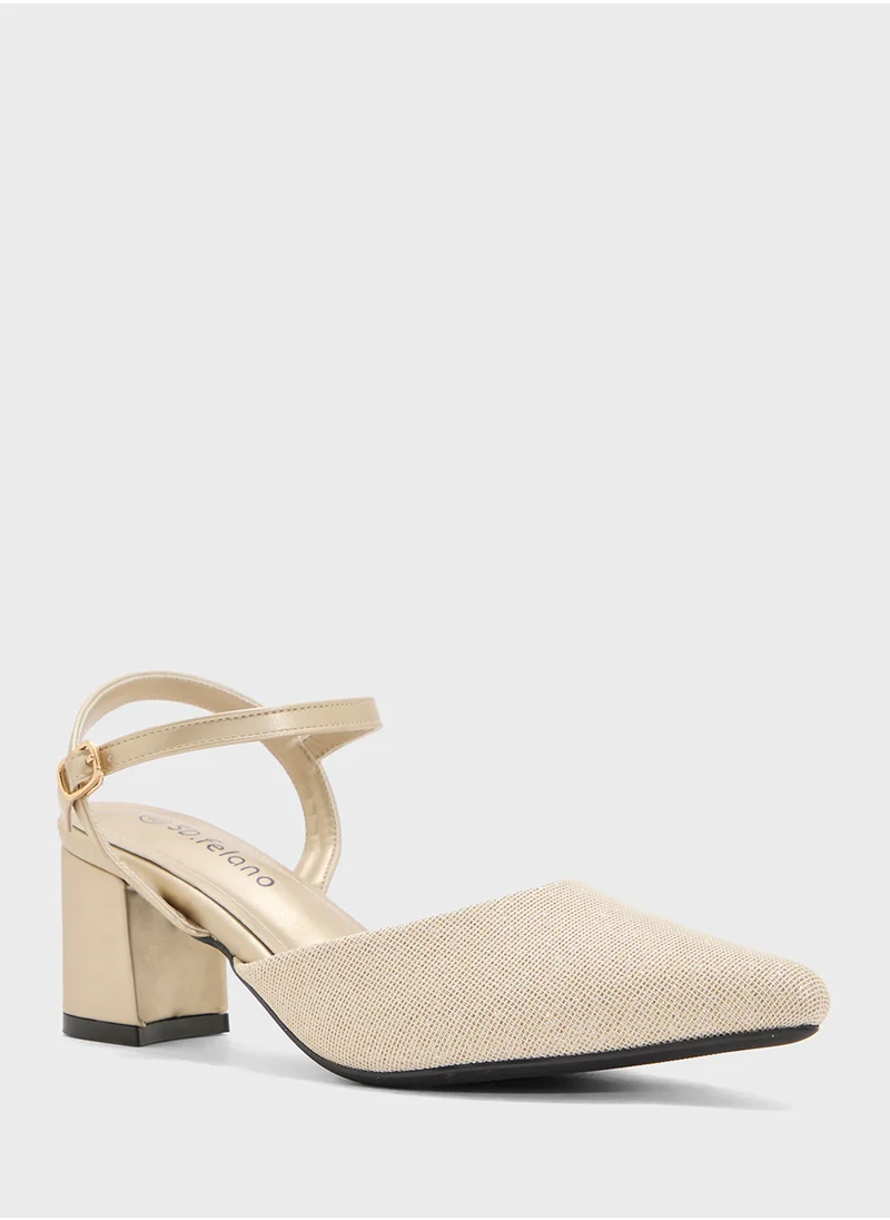 SD.Felano Block Heeled Ankle Strap Pump