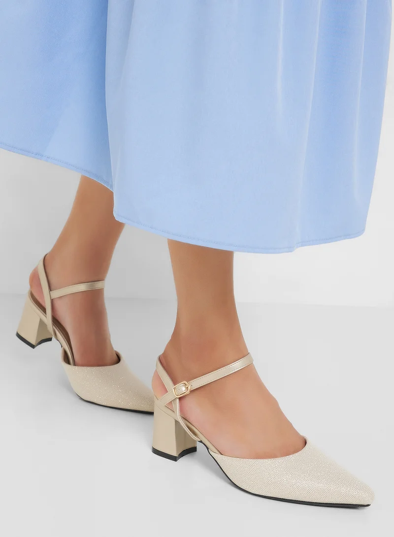 SD.Felano Block Heeled Ankle Strap Pump