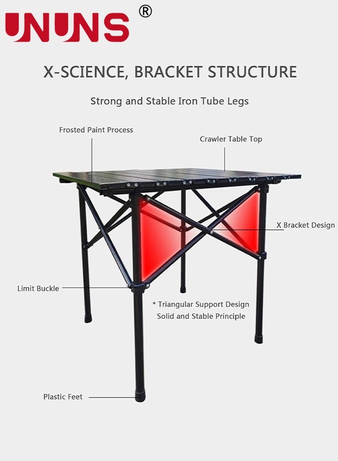 UNUNS Camping Chair And Table Set,Set of 5 Folding Camping Table And Chair Set,Camp Chairs Lawn Chair,Lightweight Camp Table,Foldable Camping Stool With Storage Bag,Carrying Bag For Beach BBQ Sport Hiking Fishing,Black - Image 4