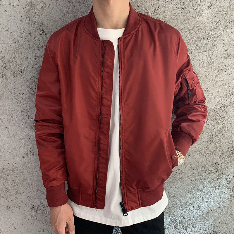 Air Force Bomber Jacket Men's Spring and Autumn New Solid Color Military Green Casual Baseball Top Clothes Coat Trendy Brand - Image 1