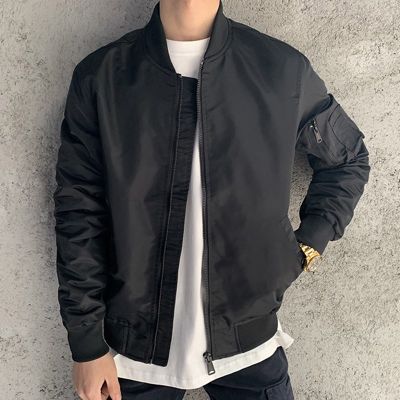 Air Force Bomber Jacket Men's Spring and Autumn New Solid Color Military Green Casual Baseball Top Clothes Coat Trendy Brand - Image 4