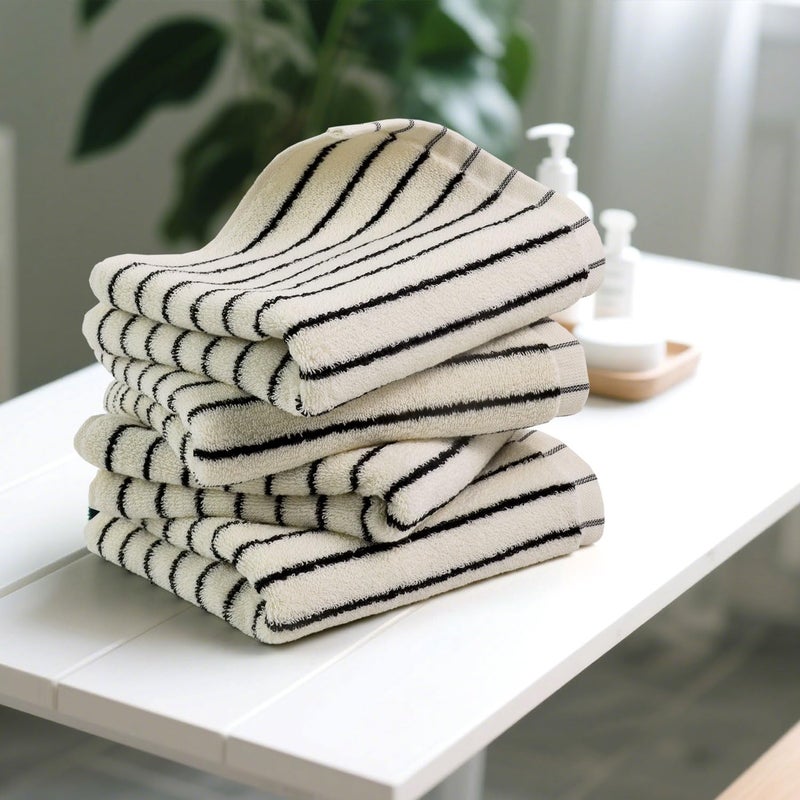 Jacquotha Hand Towels 4 Pack, Cotton Face Towels for Bathroom & Spa Days, Decorative Black Stripes for Kitchen Decor, 14â€ x 29â€ - Image 3