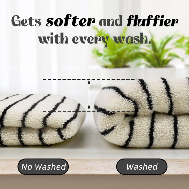 Jacquotha Hand Towels 4 Pack, Cotton Face Towels for Bathroom & Spa Days, Decorative Black Stripes for Kitchen Decor, 14â€ x 29â€ - Image 5