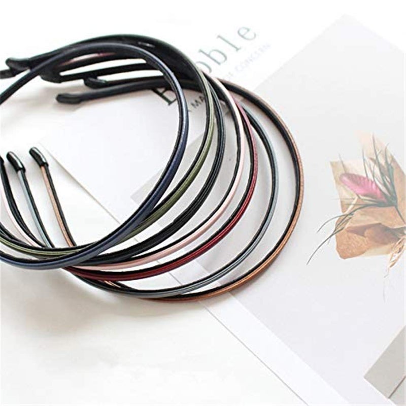 kydely Cute Solid Simple Leather Covered Party Headband Hair Bows Hair Loop Clasp Glitter Hairbands for Women and Girls - Image 5