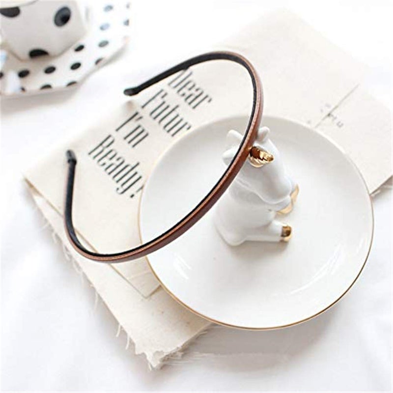 kydely Cute Solid Simple Leather Covered Party Headband Hair Bows Hair Loop Clasp Glitter Hairbands for Women and Girls - Image 4