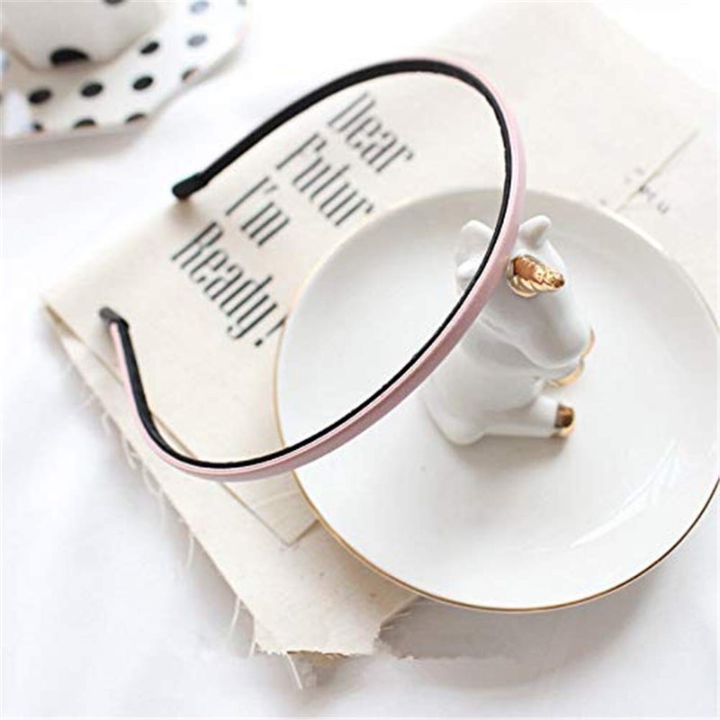 kydely Cute Solid Simple Leather Covered Party Headband Hair Bows Hair Loop Clasp Glitter Hairbands for Women and Girls - Image 3