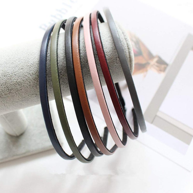 kydely Cute Solid Simple Leather Covered Party Headband Hair Bows Hair Loop Clasp Glitter Hairbands for Women and Girls - Image 1