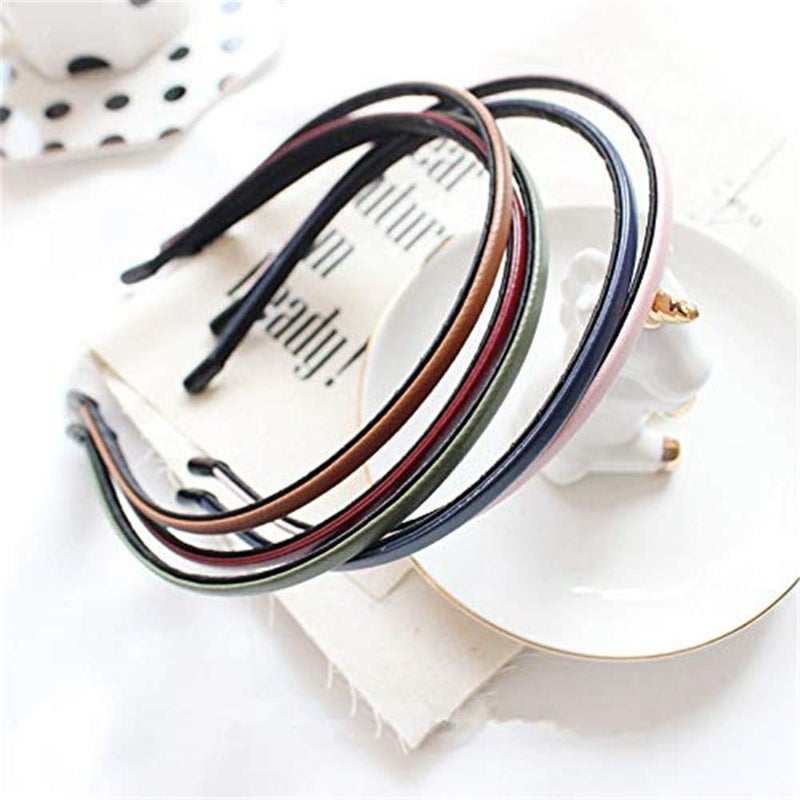 kydely Cute Solid Simple Leather Covered Party Headband Hair Bows Hair Loop Clasp Glitter Hairbands for Women and Girls - Image 2
