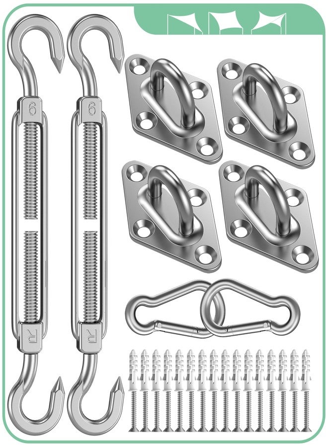 BUDONI Sun Shade Sail Hardware Kit: Triangle Rectangle Shade Sail Hardware Kit Heavy Duty, M6 Turnbuckles for Shade Sail Pad Eye Sun Shade Hooks, Patio Garden Sun Shade Sail Canopy Hardware Installation Kit - Image 1