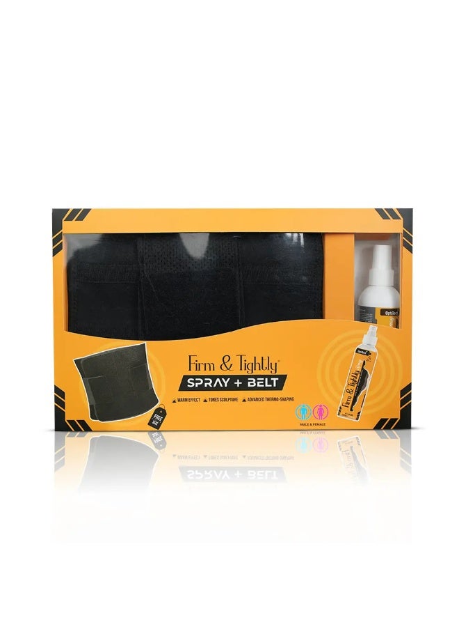 Firm & Tightly Body Shaping Spray and Waist Belt Set – 2 in 1 Adjustable Neoprene Workout Belt with Fast-Absorbing Plant-Based Body Spray