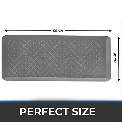 LifeKrafts Anti Fatigue Floor Mat Thick Perfect Kitchen Mat, Standing Desk Mat. Comfort at Home, Office, Garage 52x122x1.8 cms (Grey-Design) - Image 2