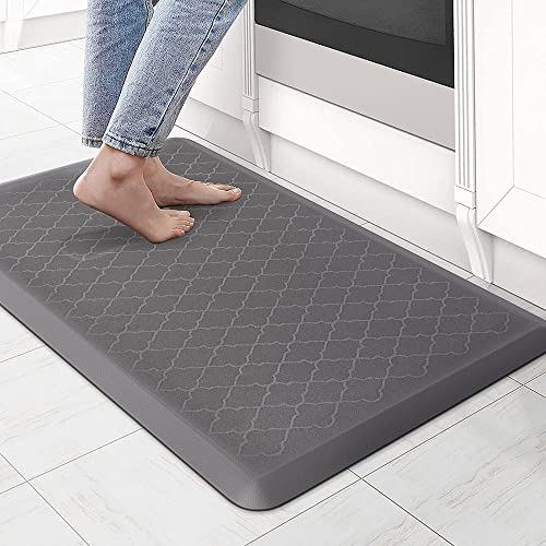 LifeKrafts Anti Fatigue Floor Mat Thick Perfect Kitchen Mat, Standing Desk Mat. Comfort at Home, Office, Garage 52x122x1.8 cms (Grey-Design) - Image 1