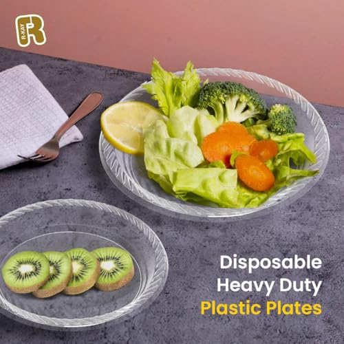R-kay 200 Pack, 6 Inch Clear Plastic Plates - Heavy Duty Small Dessert Plates - Microwavable Small Appetizer Plates - Image 2