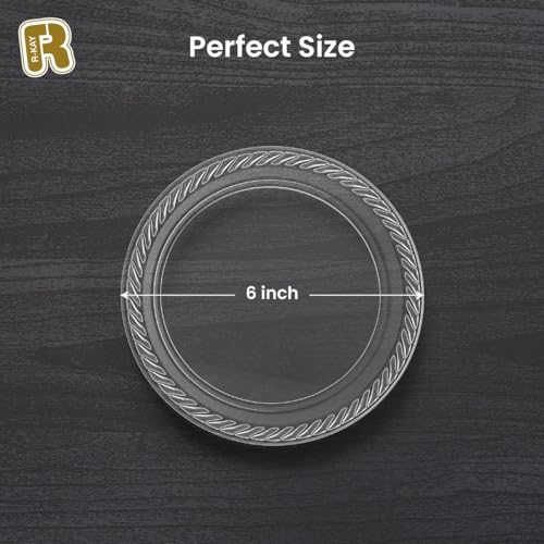 R-kay 200 Pack, 6 Inch Clear Plastic Plates - Heavy Duty Small Dessert Plates - Microwavable Small Appetizer Plates - Image 4