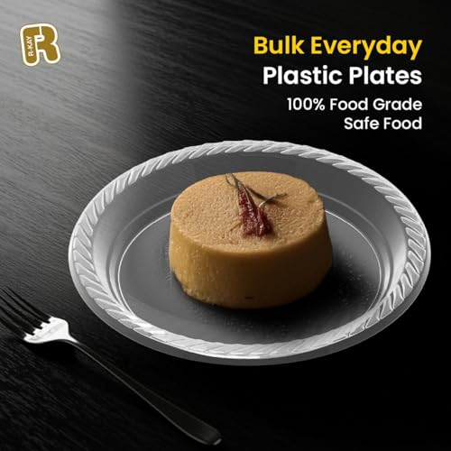 R-kay 200 Pack, 6 Inch Clear Plastic Plates - Heavy Duty Small Dessert Plates - Microwavable Small Appetizer Plates - Image 5