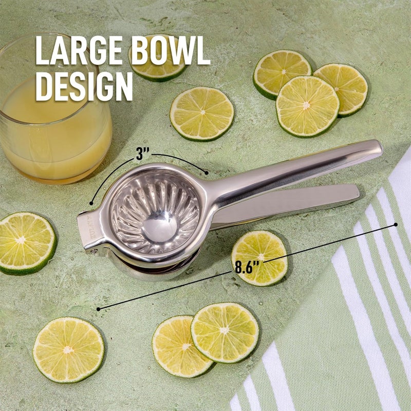 Zulay Kitchen Lemon Squeezer Stainless Steel with Premium Quality Heavy Duty Solid Metal Squeezer Bowl - Large Manual Citrus Press Juicer and Lime Squeezer Stainless Steel - Silver - Image 2
