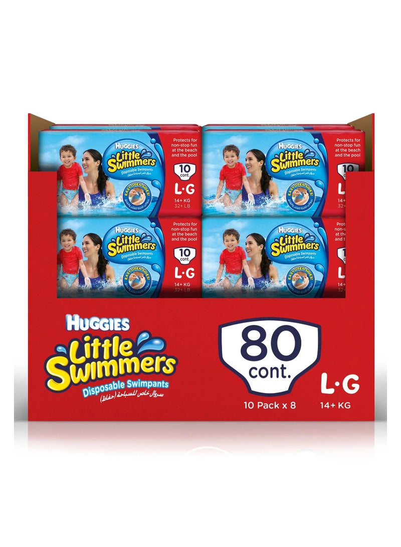 Huggies Little Swimmers Swim Diaper Pants, Large, Pack of 8, Size 6, Leak Protection, 80 Pieces