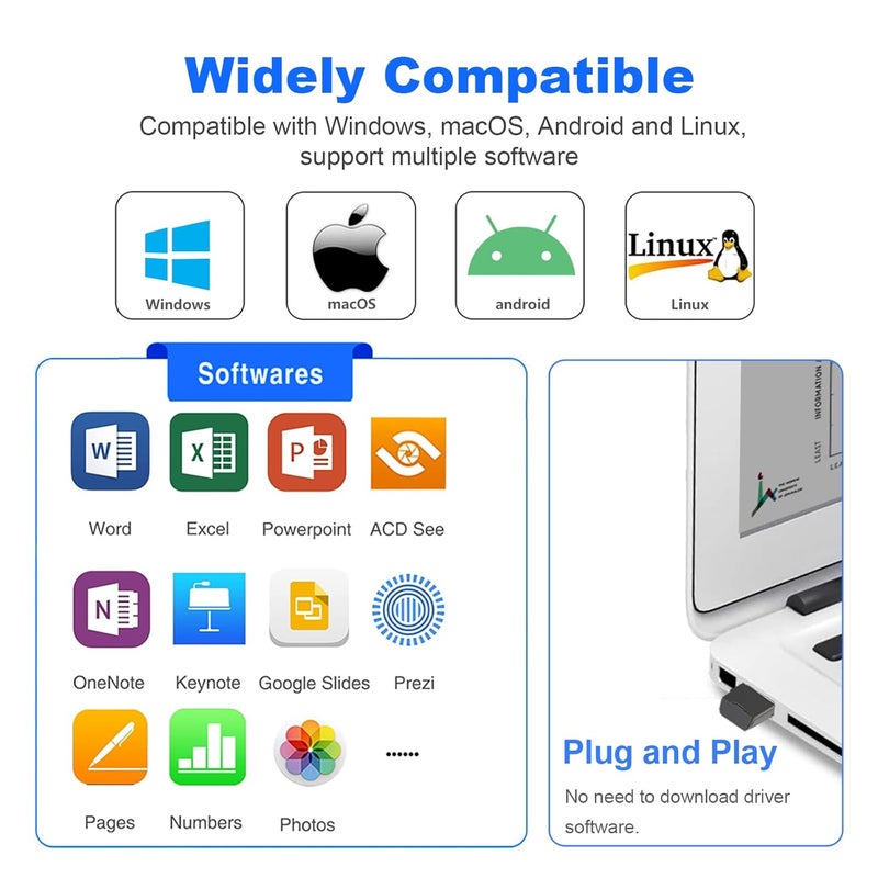 Norwii KNORVAY N26 Laser Pointer, RF 2.4GHz Wireless Presenter Pointer PowerPoint Clicker for Presentation with Protective Pouch (Black) - Image 5