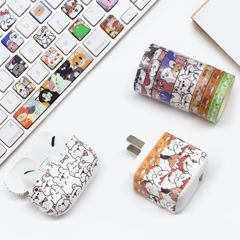 WAPETASHI Cute Washi Tape Set - 24 Rolls Kawaii Animals Gold Foil Decorative Adhesive Tape - Image 4