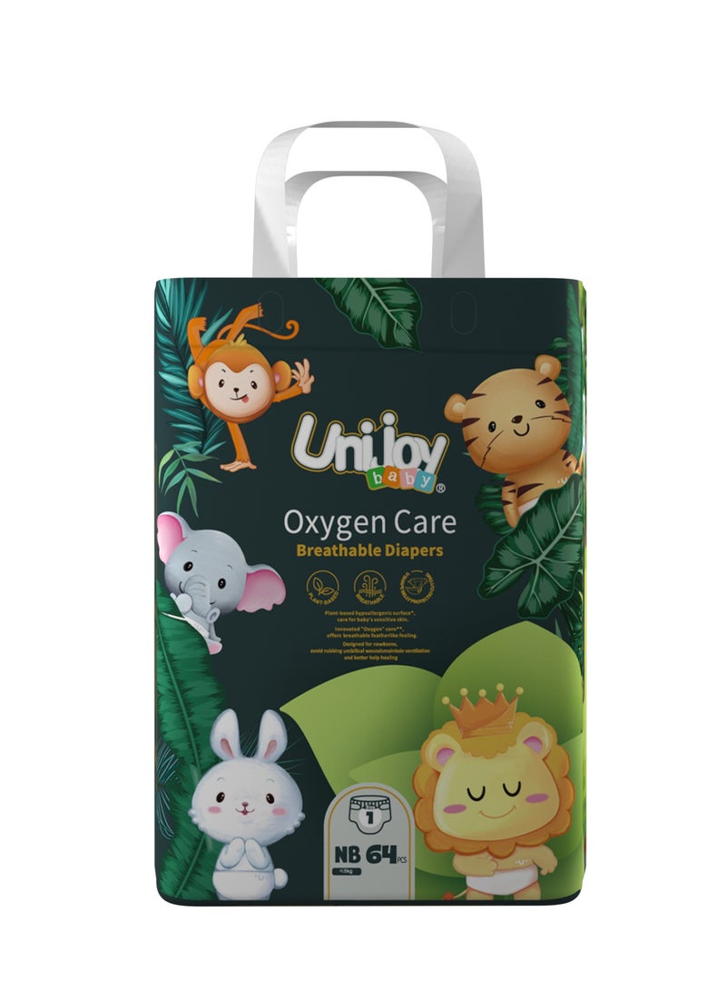 Unijoy Oxygen Care Diaper NB Breathable diapers -Jumbo - <5KG - Size(1) 64 pcs - Image 1