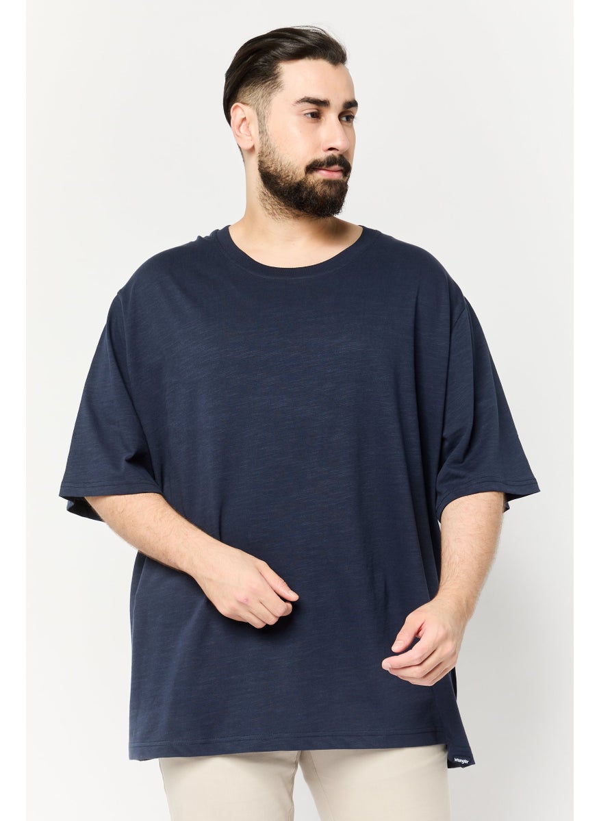 Wrangler Men Crew Neck Short Sleeves Solid T-Shirt, Navy  - Image 1