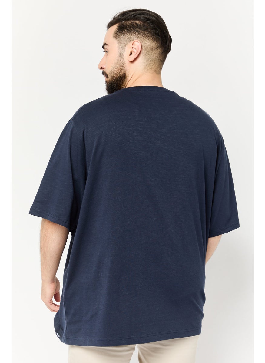 Wrangler Men Crew Neck Short Sleeves Solid T-Shirt, Navy  - Image 3