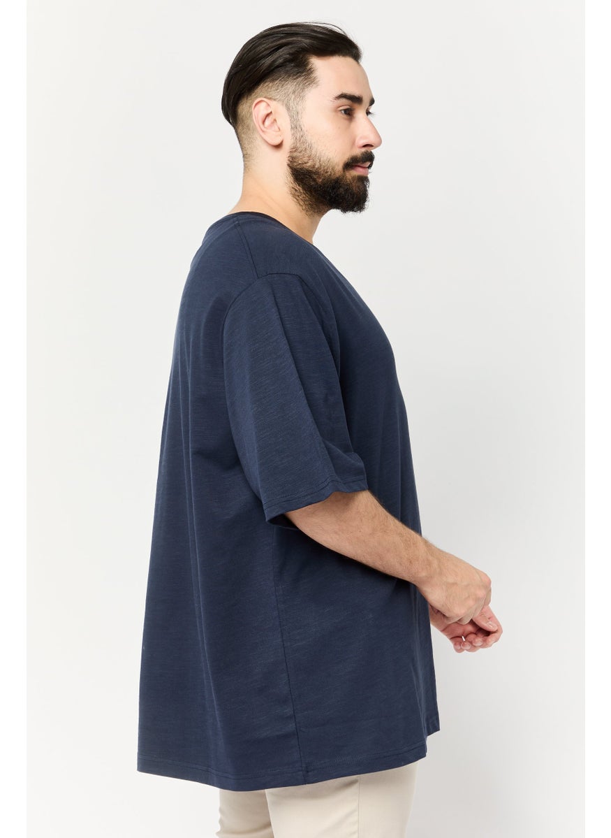 Wrangler Men Crew Neck Short Sleeves Solid T-Shirt, Navy  - Image 4
