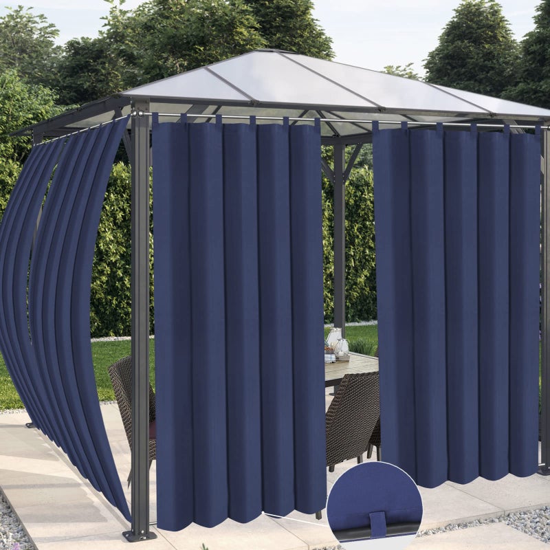 OutdoorLines Waterproof Outdoor Curtains for Patio Windproof Tab Top Gazebo Curtain Panels Privacy Sun Blocking Outside Curtain Set for Porch Pergola and Cabana 54 x 96 inch Navy Blue 2 Panels