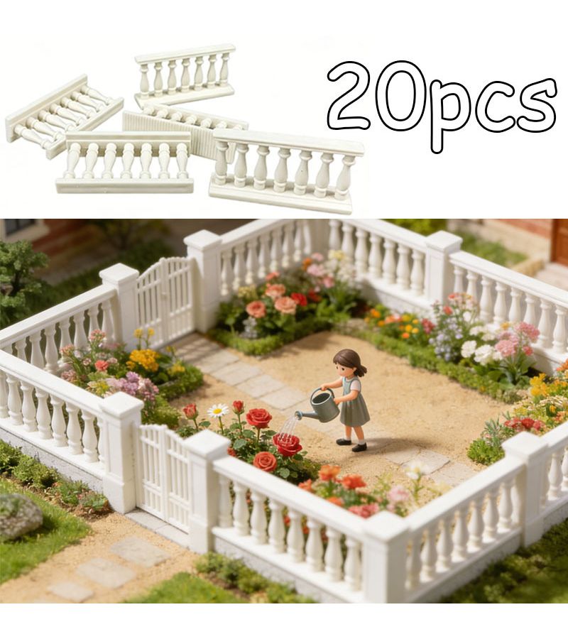20 Pieces Miniature Fence Plastic Dollhouse Accessories Garden Model Craft - Image 2