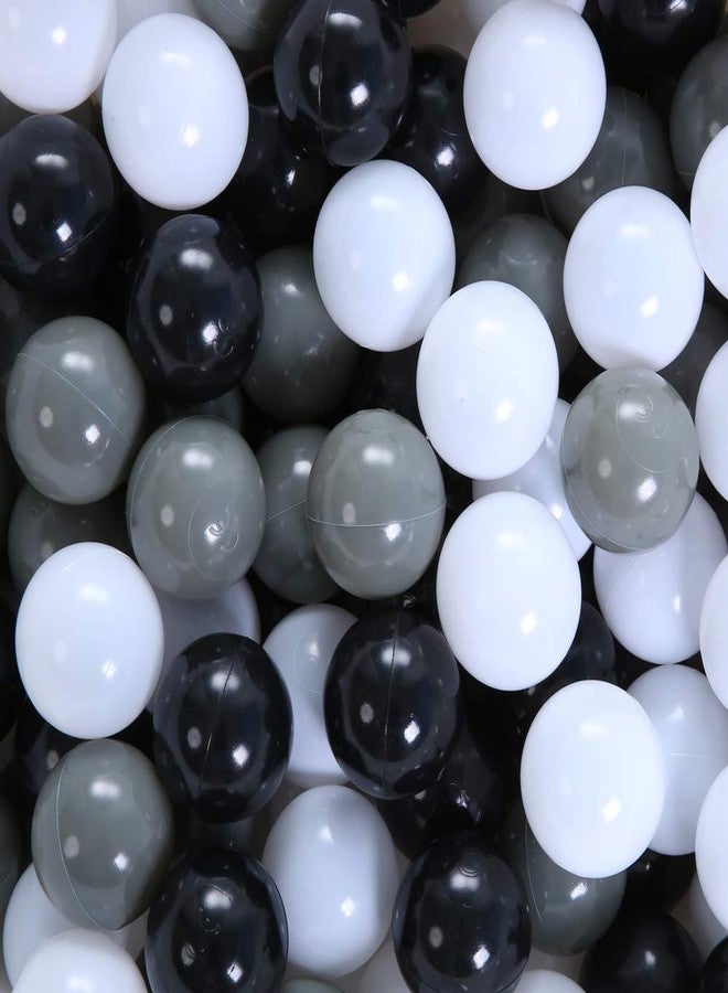 PlayMaty 100 Pieces Colorful Pit Balls Plastic Phthalate Free BPA Free Ocean Ball Crush Proof Stress Balls for Toddlers and Kids Playhouse Ball Pool Pit Accessories 2.2 Inches White Black Grey - Image 4