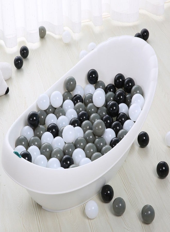 PlayMaty 100 Pieces Colorful Pit Balls Plastic Phthalate Free BPA Free Ocean Ball Crush Proof Stress Balls for Toddlers and Kids Playhouse Ball Pool Pit Accessories 2.2 Inches White Black Grey - Image 3