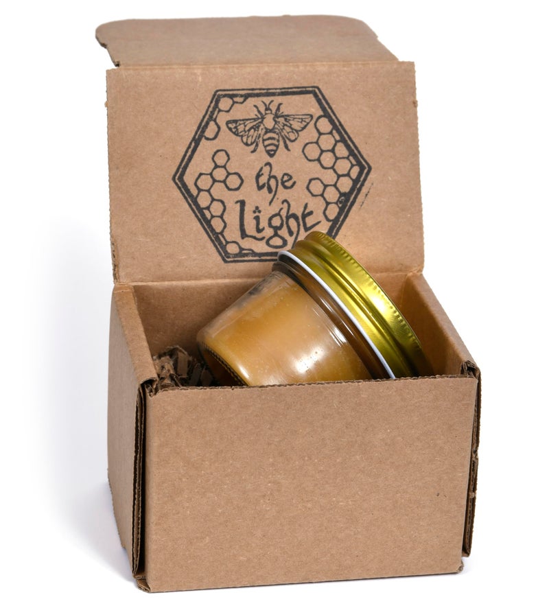 Bee The Light BeeTheLight Beeswax Jar Candle - 100% Pure USA Bees Wax in Glass Container with Cork Lid - Unscented - All Natural Light Honey Scent (4 oz w/Gold Lid, Unscented) - Image 2
